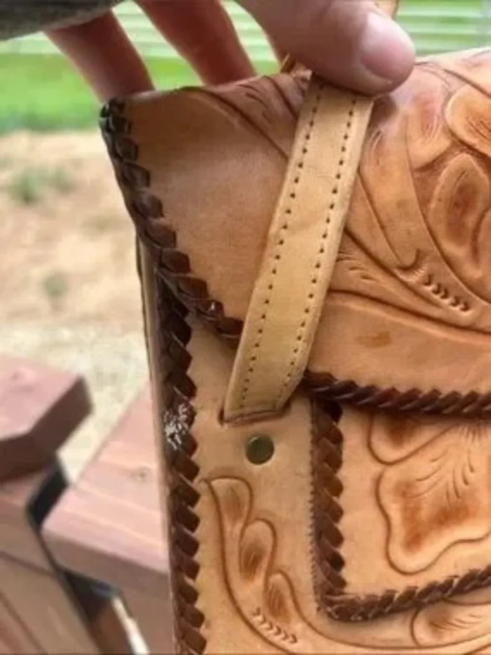 Vintage Hand-Tooled Leather Mexican Top-Handle Satchel 70's